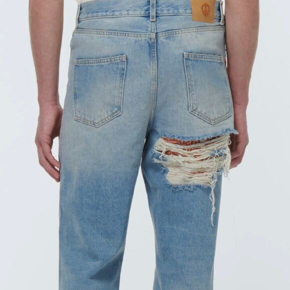 ALANUI: Men's Baggy Cut Patchwork Jeans - 30 - Picture 4 of 8